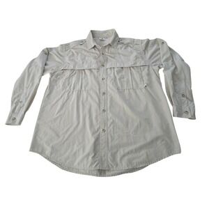 Solumbra Sun Precautions Mens L Tan Long Sleeve Sun Shirt Made in USA 1720K09